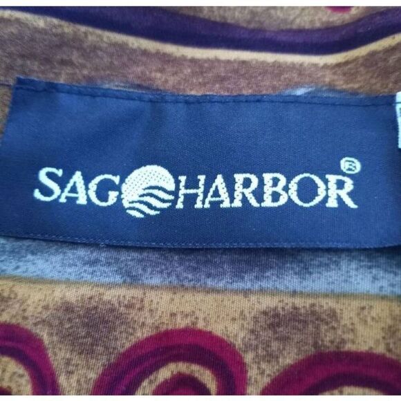 SAG HARBOR BURGUNDY, MUSTARD DRESS SZ.10 EUC. - Picture 6 of 8